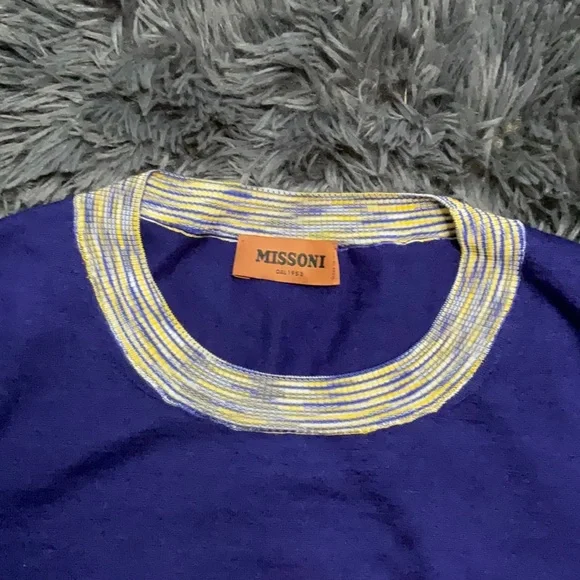Missoni Cashmere Blend Royal Blue and Cream Crew Neck Sweater EU Size 38 - Picture 7 of 10